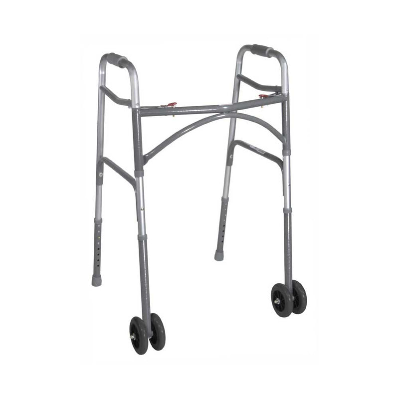 DRIVE FOLDING WALKER, TWO BUTTON WITH 5″ WHEELS