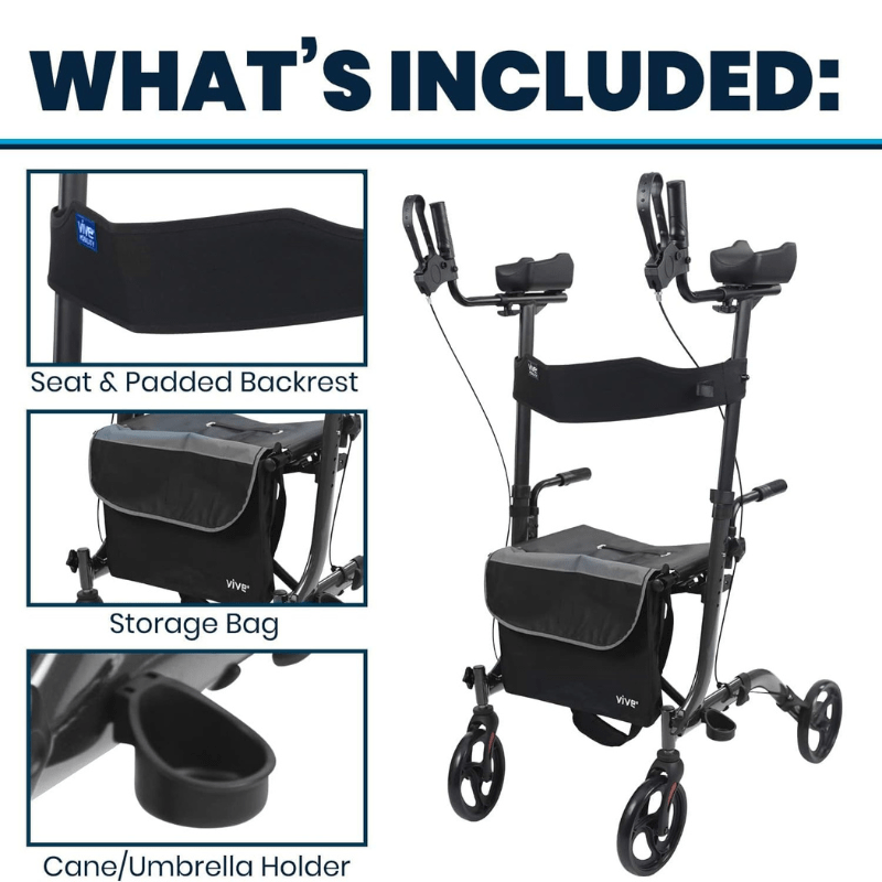 Upright Rollator - Walker with Foldable Transport Seat